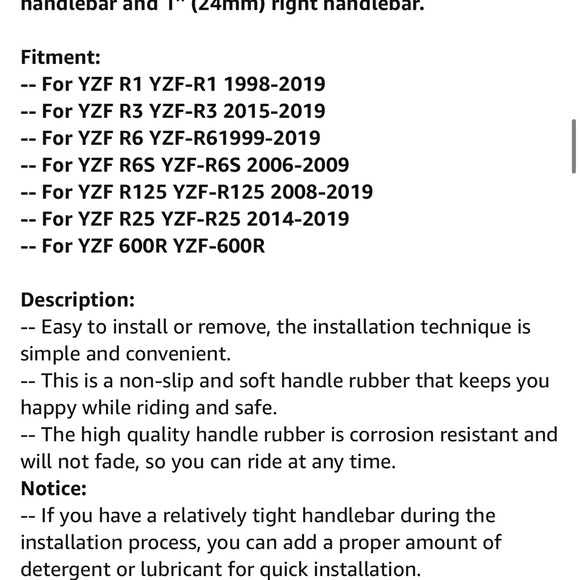 Motorcycle Non Slip Handlebar Grips 7/8" 22mm Rubber Handle Grips - Picture 2 of 9